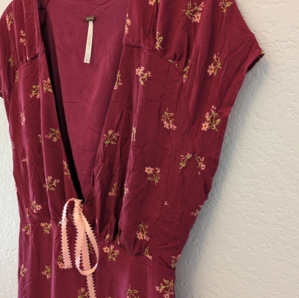 Free People Everyone's Favorite Mini Dress Earth Red Combo Small - Picture 8 of 10